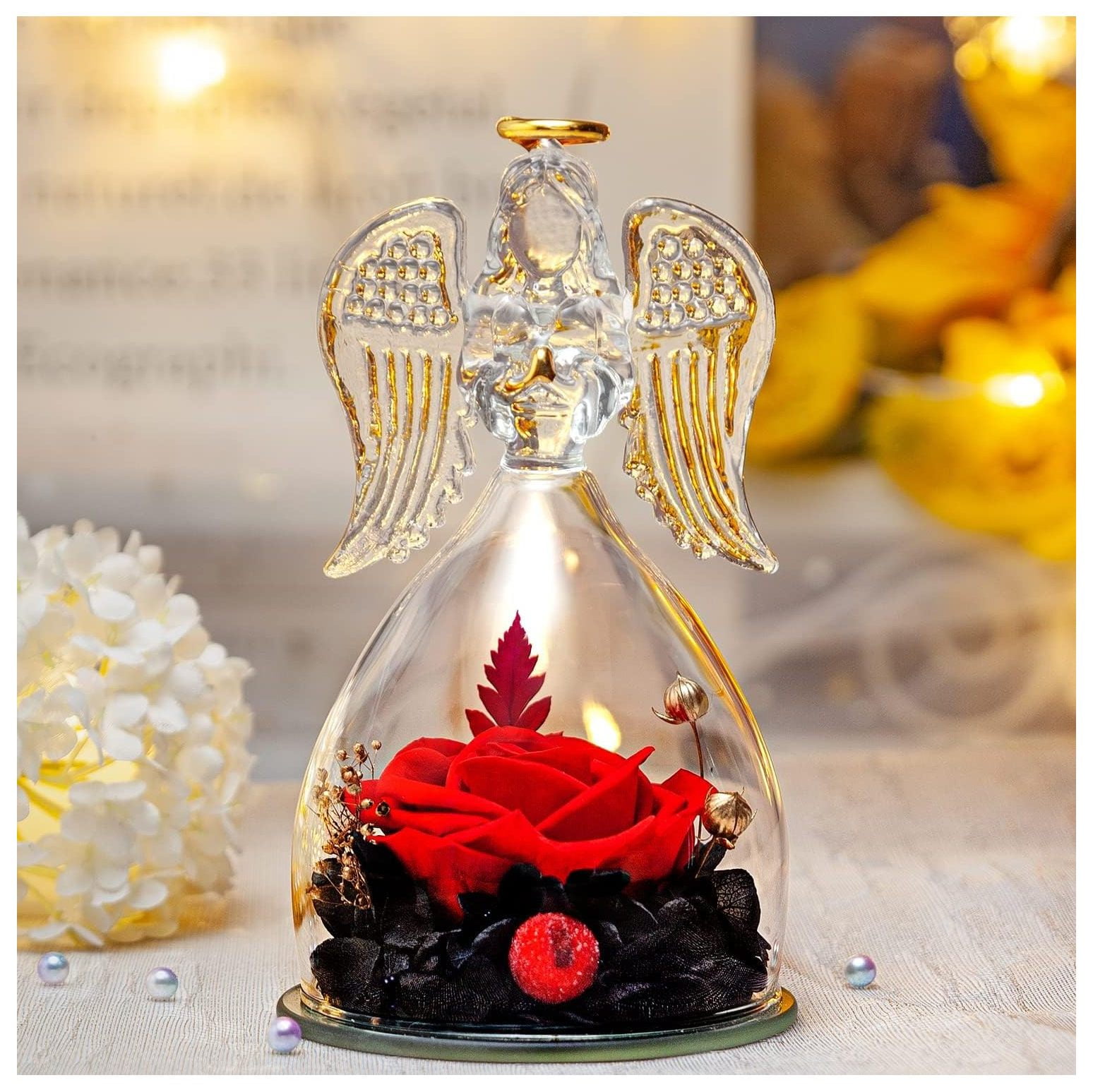 TiaGOC Gifts for Mothers, Gifts for her, Preserved Real Rose, Glass