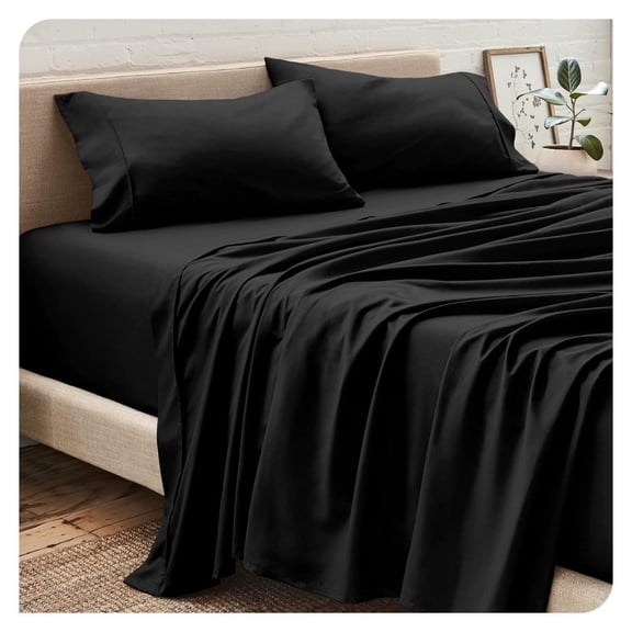 TiaGOC King Sheet Set - Luxury 1800 Ultra-Soft Microfiber King Bed Sheets - Double Brushed - Deep Pockets - Easy Fit - 4 Piece Set - Bedding Sheets & Pillowcases (King, Black)