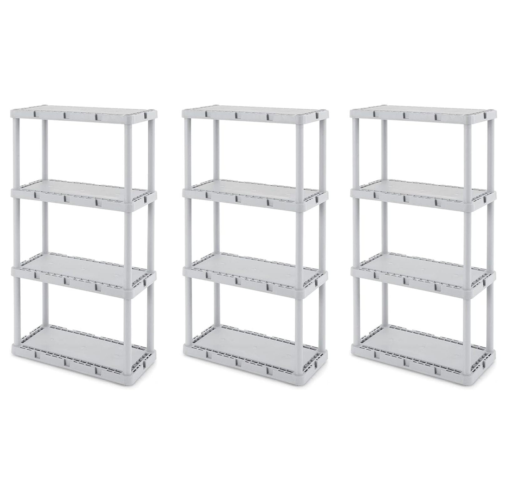 Sleek 4-Tier Light-Duty Resin Storage Shelving Unit, Black and Gray