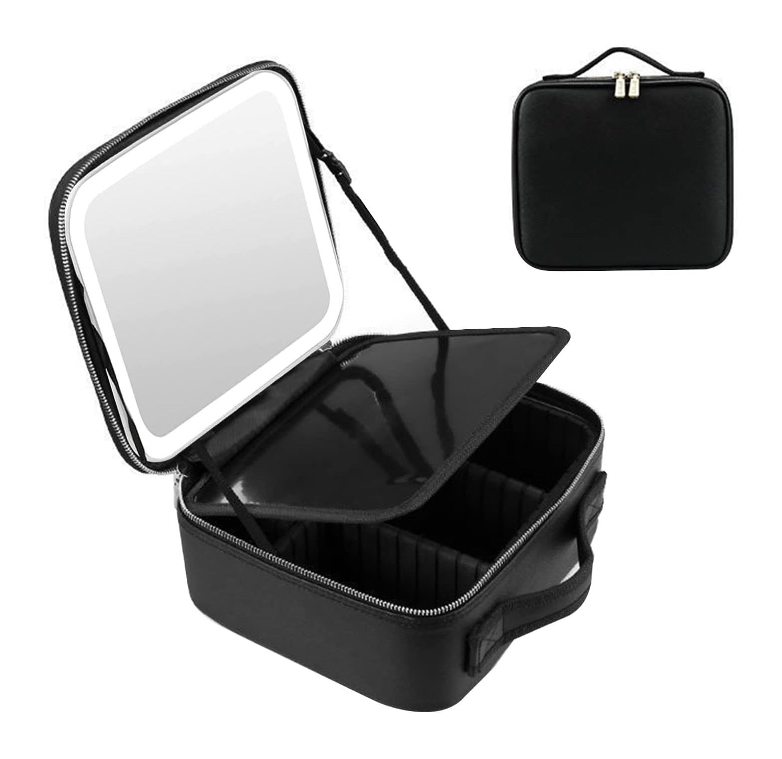 TiaGOC Makeup Bag with Mirror of LED Lighted, Travel Makeup Train Case