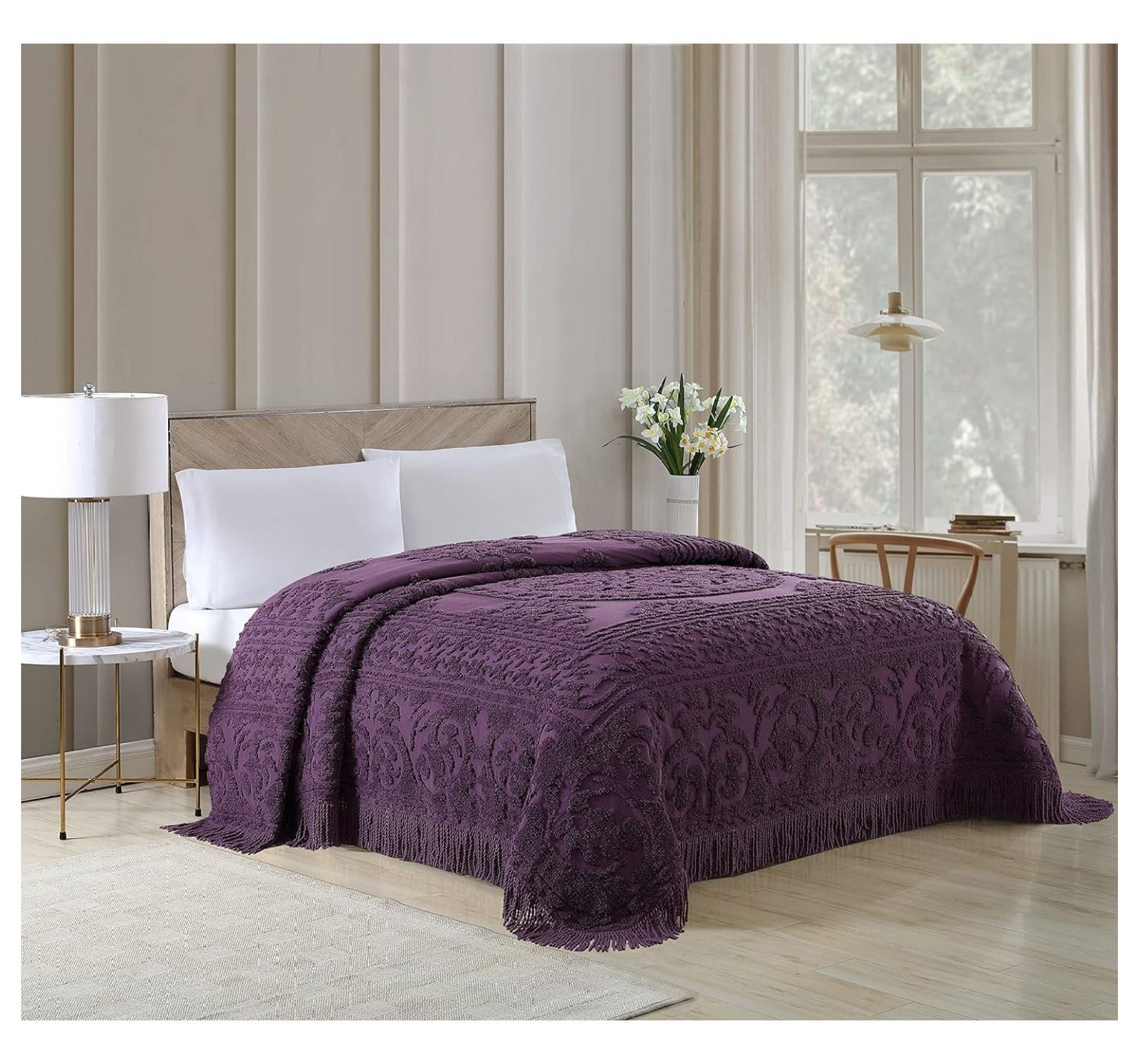 A-3ONE3 Mia Ruffled Chenille Pillow Sham - Blush, 26x20 Inches
