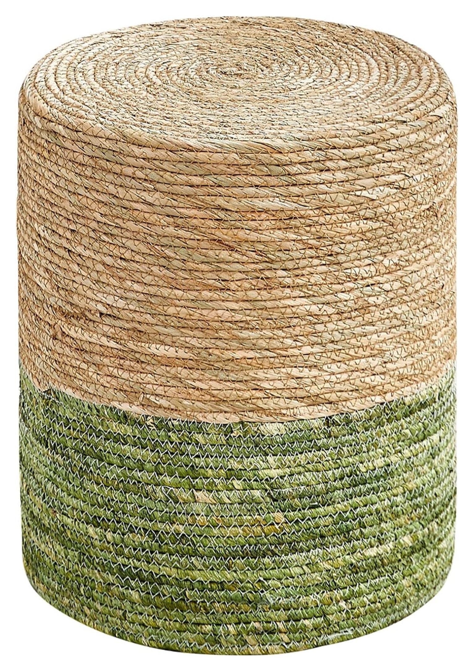 TiaGOC Ottoman Poof, Natural Seagrass Poufs, Hand Weave Round Footstool