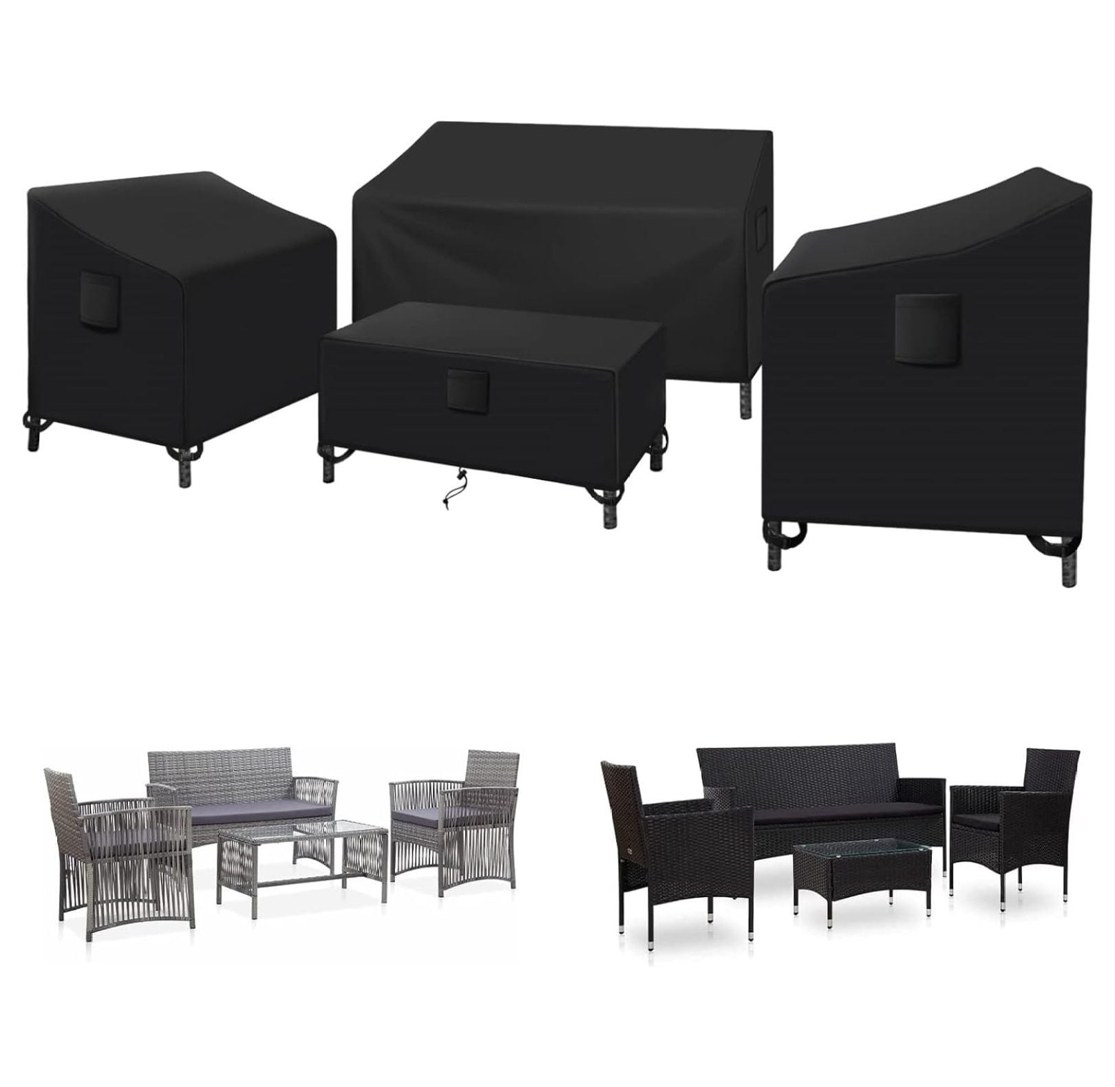 TiaGOC Patio Furniture Covers,4Piece Outdoor Veranda Patio Garden Furniture Covers Set