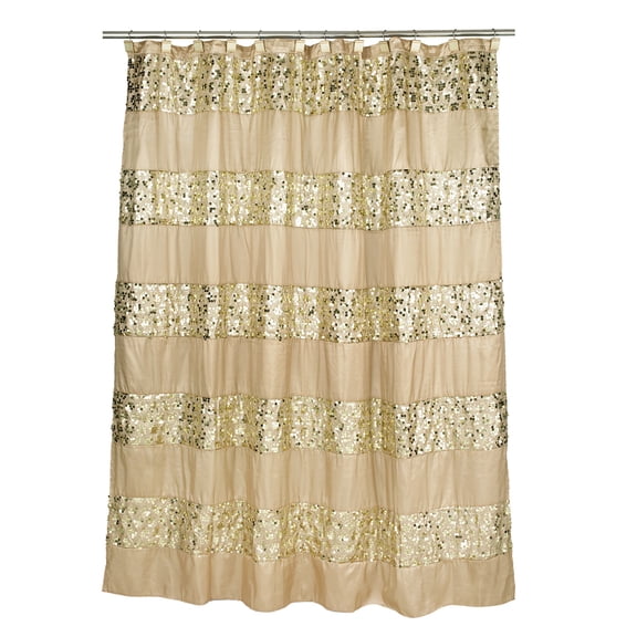 TiaGOC Sinatra Bathroom Shower Curtain Glamorous Bling Fabric Shower Curtain 72"x70", Champagne