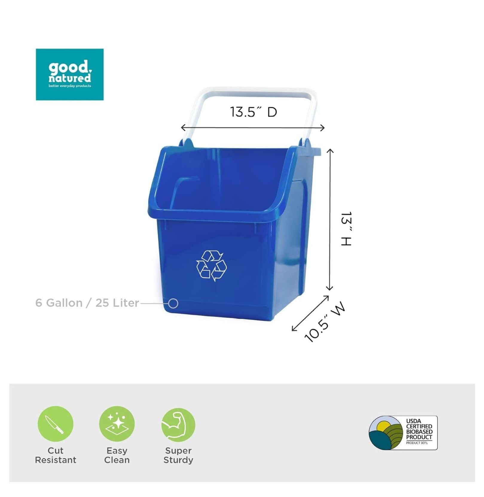 TiaGOC Stackable Recycle Bin with Handle 6 Gallon / 25 Liter