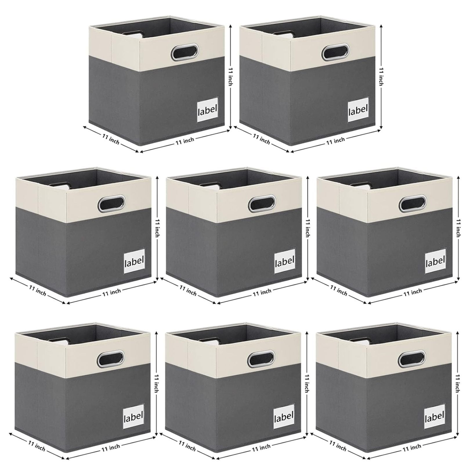 TiaGOC Storage Cubes 8 Pack, 11 Inch Cube Storage Bins with Label Cards, Fabric Storage Bins