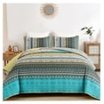 thumbnail image 1 of TiaGOC Yellow Quilt Set King Size, Boho Stripe 3 Pieces Quilts Bedspread Set Bohemian Lightweight Microfiber All Season Bedding Coverlet Set for King Bed (104"x90"), 1 of 8