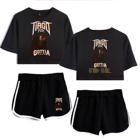 Tiago PZK Tee Shorts 2 Pieces Sets Casual Women Clothes Fashion Short Tshirt Shorts Suit