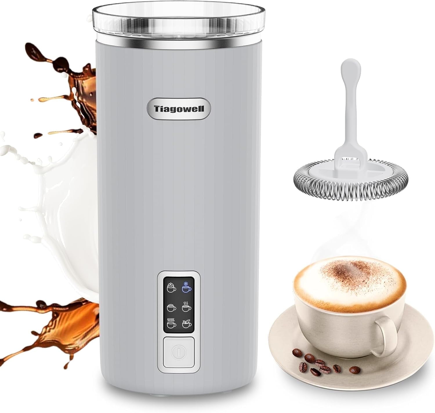 LUFF Milk Frother, 6-in-1 Electric Milk Steamer, Automatic