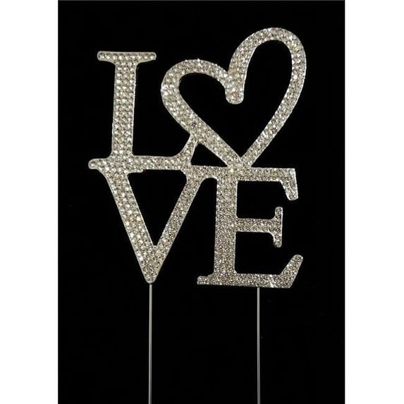 Tian Sweet 33014-LOVE Love Rhinestone Cake Toppers - Silver