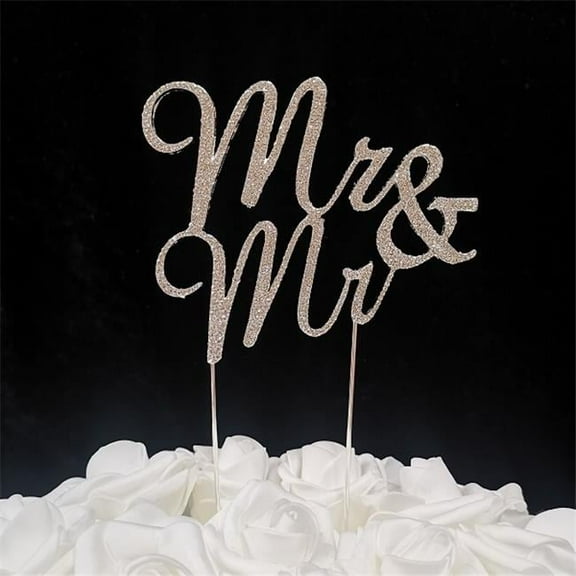 Tian Sweet 33014-MM 2.0 oz Gay Mr & Mr Cake Topper - Silver