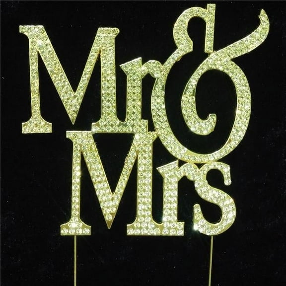 Tian Sweet 33014-MRg Mr & Mrs Rhinestone Cake Toppers - Gold