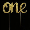 thumbnail image 1 of Tian Sweet 33014-ONEg Silver One Rhinestone Cake Topper - Gold, 1 of 1
