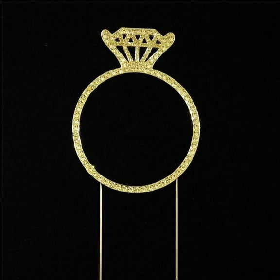 Tian Sweet 33014-RINGg Single Diamond Ring Rhinestone Cake Topper - Gold