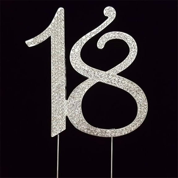 Tian Sweet 33015-18 18th Rhinestone Cake Topper - Silver