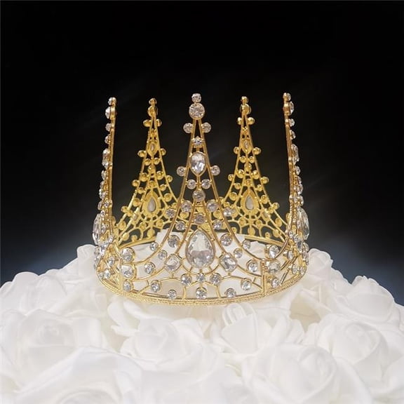 Tian Sweet 34032-GD 5.8 oz High Spiky Crown Cake Topper - Gold