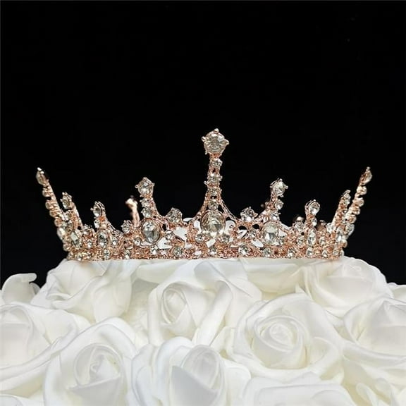 Tian Sweet 34037-RG 5.6 oz Wedding Crown Cake Topper - Rose Gold
