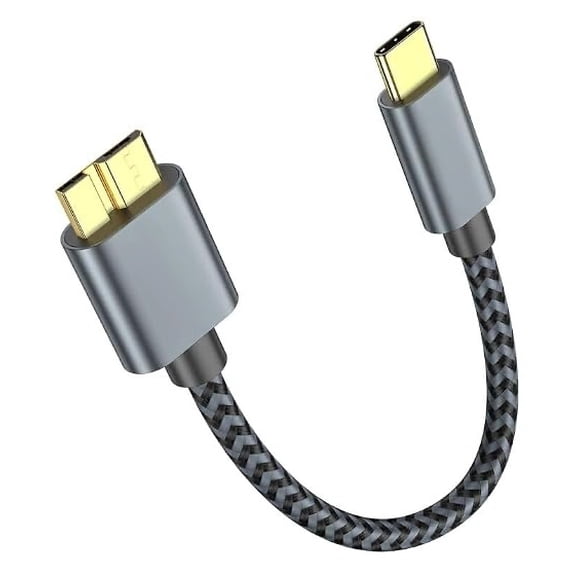 TianQiW 0.15M USB C to Micro B Hard Drive Cable, USB 3.1 Braided Cord Compatible with WD Seagate Toshiba
