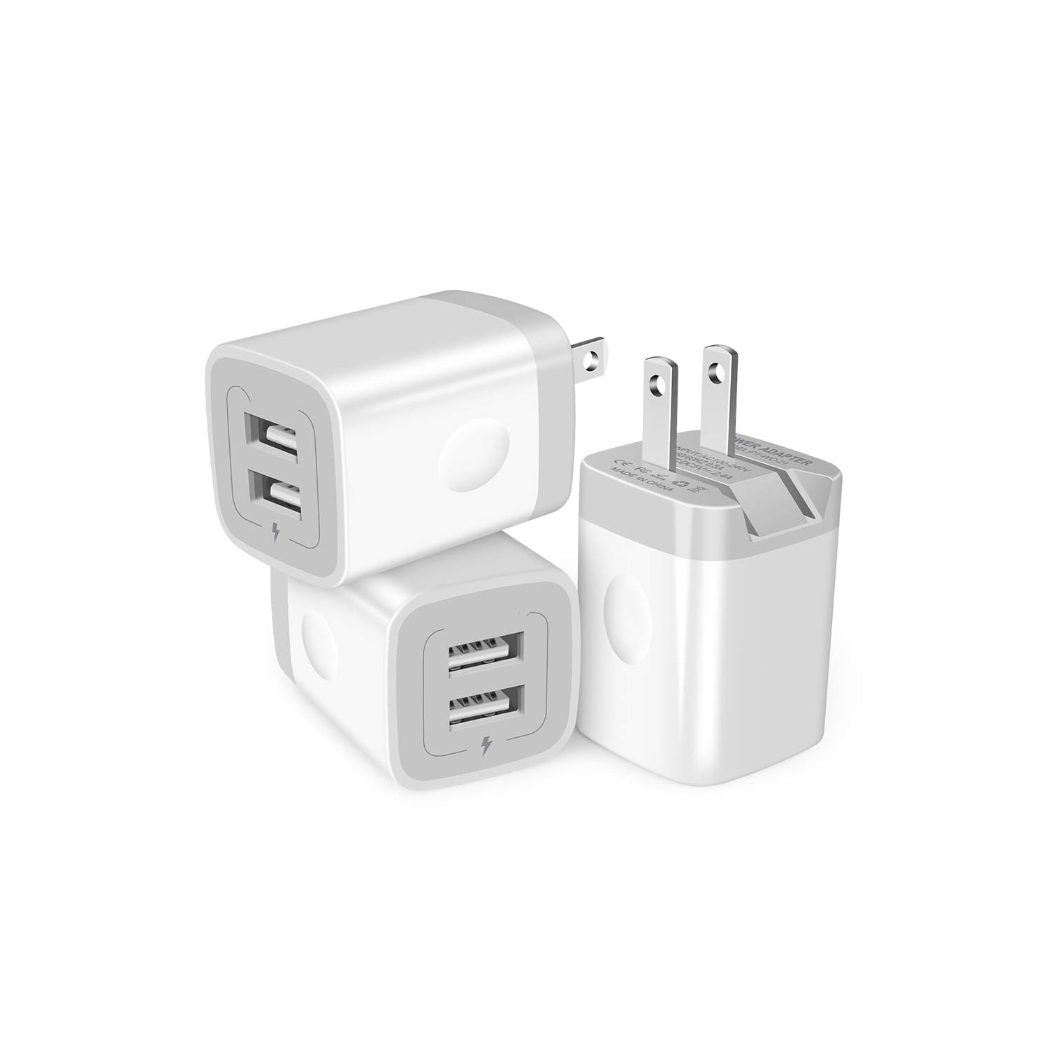 TianQiW Dual Port USB Wall Charger 3 Pack 12W Foldable Compact Fast ...
