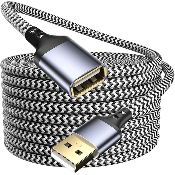 TianQiW USB 3.0 Extension Cable 2M, A Male to A Female Nylon Braided Cord for Printers, Scanners, Cameras, Keyboards and Hard Drives (Grey)