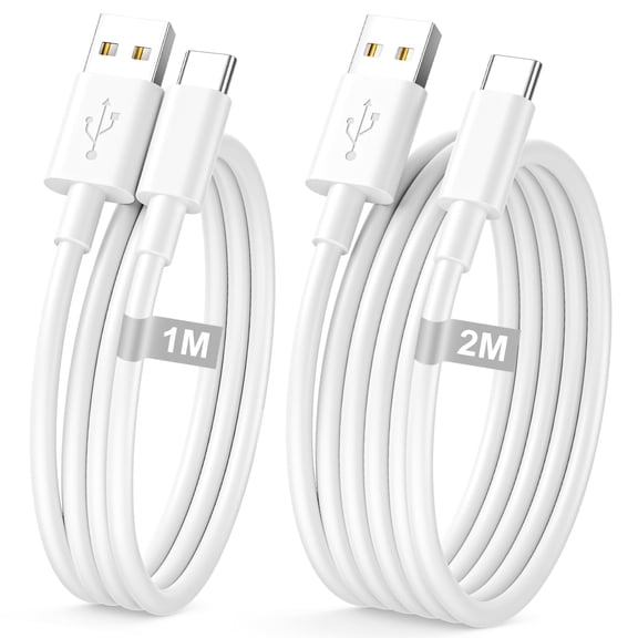 TianQiW USB A to USB C Charging Cord 2 Pack 1M 2M, Reliable Fast Charge Cable for iPhone 16 15 Series, Samsung Galaxy and USB C Devices