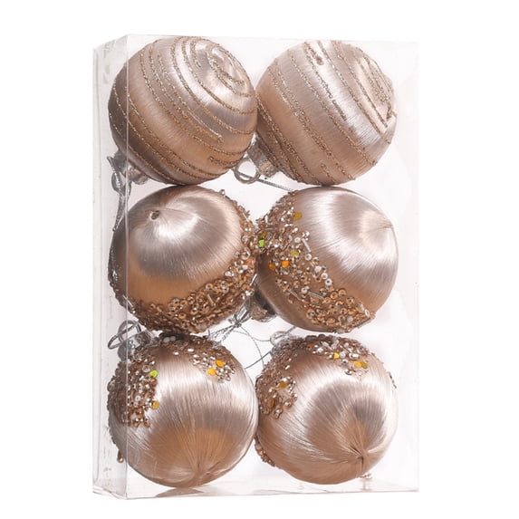 TianTianKxin 6cm Christmas Ball Tree Hanging Ornaments 6 Pack, Decor, Christmas Decorations Tree Ornament Set, Home Party Festival Display, Perfect Gift for Families and Christmas Lovers(Gold)