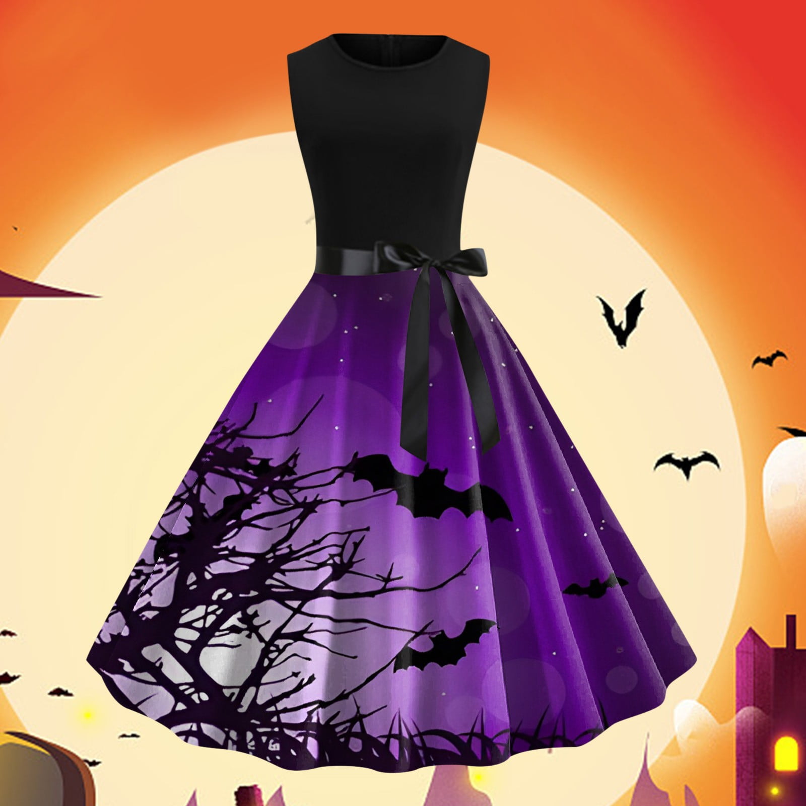 TianZHIH All Hallows' Day Maxi Dresses for Women 2024 Gothic Tops for