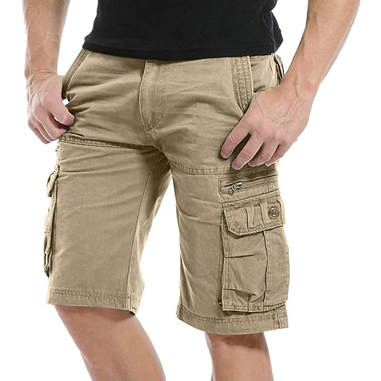 Khaki denim shorts mens fashion