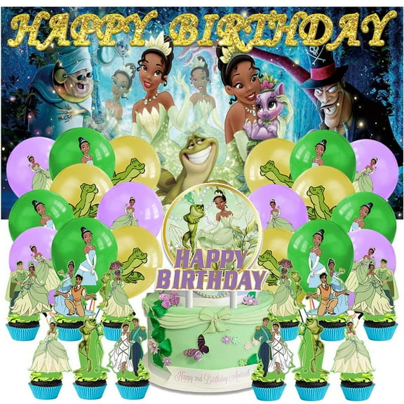 Tiana Frog Princess Party Supplies Latex Balloons Decor Banner Backdrop Kit Birthday Decorations