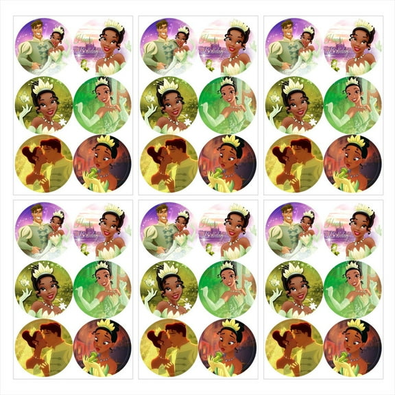 Tiana Frog Princess Stickers Labels Birthday Party Favors Thank You Themed Round Circle Baby Shower 60pcs