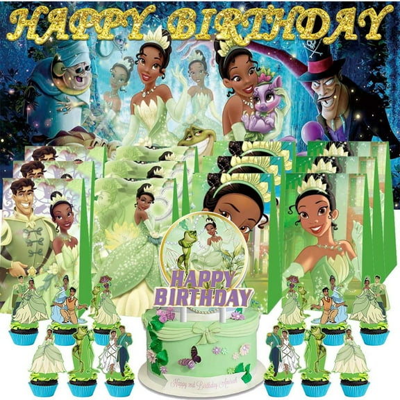 Tiana Frog Princess Treat Bags Candy Decorations Party Favor Supplies Birthday Cake Topper Backdrop Banner
