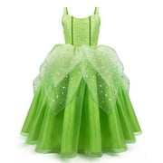 Tiana Princess Costume for Little Girls Fancy Birthdays Party Dress Girls Dress Cosplay Christmas Party Dress Up Outfits,3t