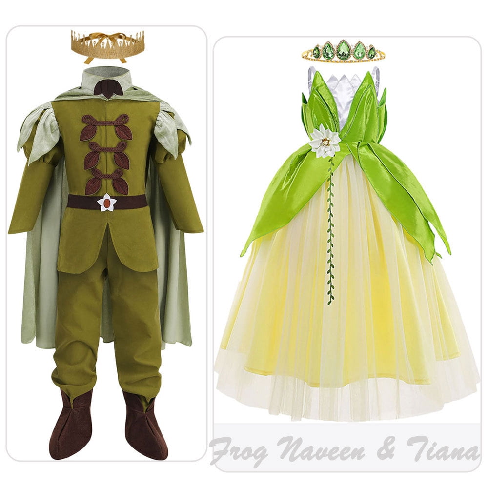 Tiana Princess Dress for Girls Cosplay Party Dress Up w/Crown 3-10Year -  Walmart.com