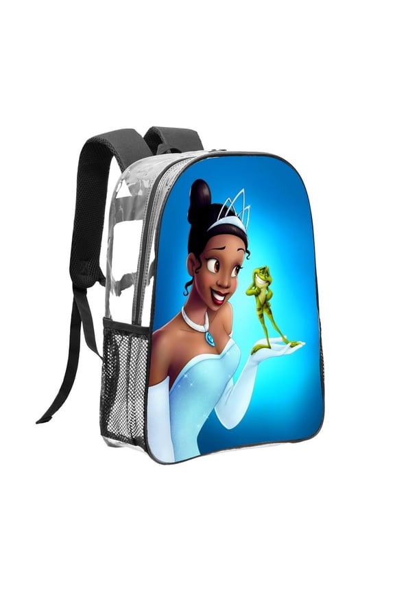 Tiana The Princess and the Frog-theme Clear Backpack Heavy Duty Transparent Bag See Through Bookbag for Work, Sport, College, Travel12.2X16.9"(31X43cm)