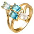 thumbnail image 1 of Tiana Statement Ring Blue Cz Gold Plated Sterling Silver Womens Ginger Lyne Collection, 1 of 5