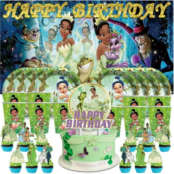 Tiana Frog Princess Birthday Cups Party Supplies Decor Backdrop Paper Plates Fans Decorations Banner