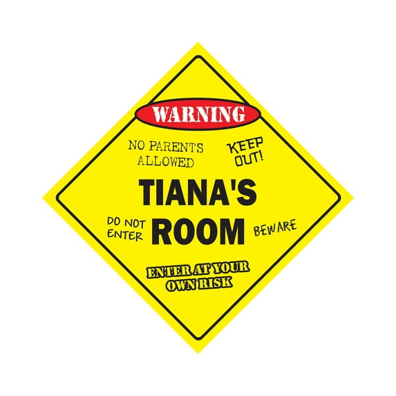 Tiana's Room Sign Crossing Zone Xing | Indoor/Outdoor | 14" Tall kids bedroom decor door children's name boy girl