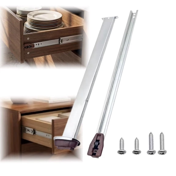 Tianfeng Metal Drawer Slide Replacement for Various Dressers and Nightstands, Drawer Track and Rail Kit with Metal Support Plate