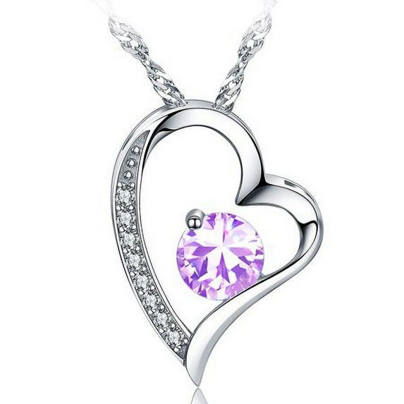 Tianhao 14K White Gold Plated Forever Lover Heart Pendant Necklace For Women