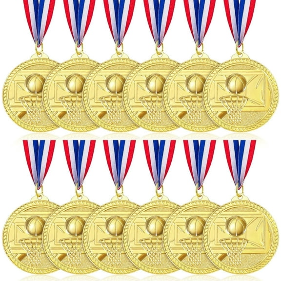 Tianhe Sturdy and Lasting Medals with a Ribbon Zinc Alloy Gold, 2 Inches, 0.75 lb, 12 Count