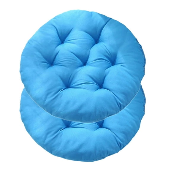 Tianherq 2 Pack Round Floor Pillows for Adults, Seat Cushions for Office Chair Pads Garden Patio Furniture Desk Stool Pad 15.7in, Blue