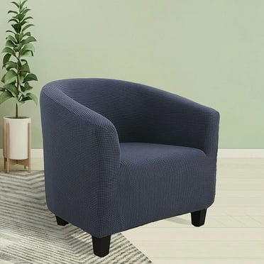 Tianherq Barrel Chair Slipcovers Stretch Soft Spandex Removable Couch Furniture Protector Arm Chair Cover for Living Room, Dark Blue