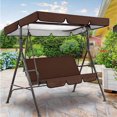 thumbnail image 1 of Tianherq Outdoor 3 Seat Swing Cover Set with Waterproof Oxford Cloth Canopy Replacement & Patio Swing Cover for Patio Porch Garden Swing Chair, Coffee, 1 of 6