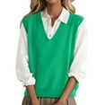 thumbnail image 1 of Tianiyouqing 100% Merino Wool Sweater Vest for Women V Neck Sleeveless Basic Pullover Sweater Dark Green S, 1 of 4