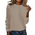 thumbnail image 1 of Tianiyouqing Women's 100 Percent Pure Wool Sweater Long Sleeve Pullover Crew Neck Tops for Woman Khaki M, 1 of 4