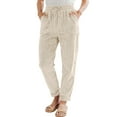 thumbnail image 1 of Tianiyouqing Corduroy Pants For Women Casual Drawstring Elastic High Waist Straight Leg Pants Loose Comfy Trousers With Pockets Beige M, 1 of 6