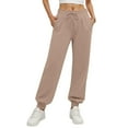 thumbnail image 1 of Tianiyouqing Cotton Sweatpants for Women Straight Leg High Waisted Fleece Lined Drawstring Loose Jogging Pants Summer Elastic Bottom Stretchy Waist Athletic Long Sweatpants Camel S, 1 of 4