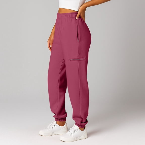 Tianiyouqing High Waisted Joggers for Women Cinch Bottom Wide Leg Elastic Waisted Winter Baggy Pants Fleece Lined Comfy Going Out Pants with Pockets Wine 3XL