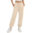 thumbnail image 1 of Tianiyouqing High Waisted Sweatpants Women Jogging Pull on Cinch Bottom Fleece Lined Drawstring Yoga Baggy Sweatpants Summer Stretchy Waist Petite Length Long Pants Khaki S, 1 of 4