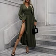 thumbnail image 1 of Tianiyouqing Long Sleeve Bridesmaid Dresses for Women Long Pleated Empire Waist Formal Evening Dresses with Slit Army Green XXL, 1 of 5